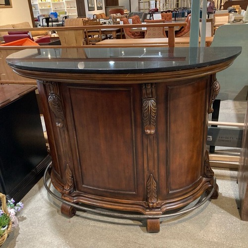 Used Coaster Cherry Bar w Black Granite Top Furniture for sale on AptDeco