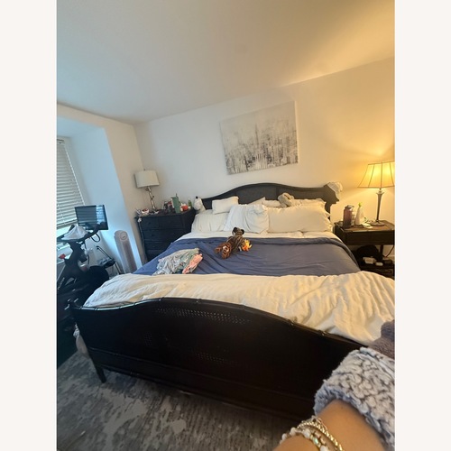 Used Ethan Allen Dark Brown Wood King Bed for sale on AptDeco