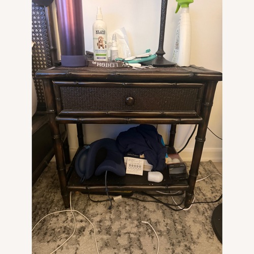 Used Ethan Allen Dark Brown Wood Nightstand for sale on AptDeco