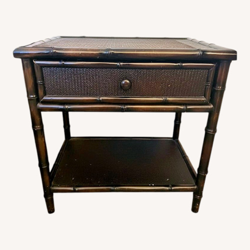 Used Ethan Allen Dark Brown Wood Nightstand for sale on AptDeco