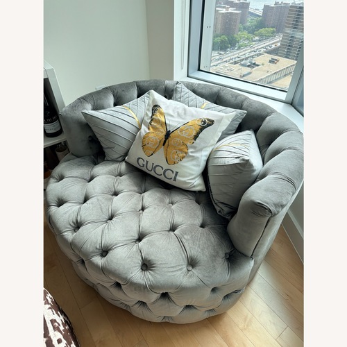 Used Light Gray large Velvet Accent Chair for sale on AptDeco