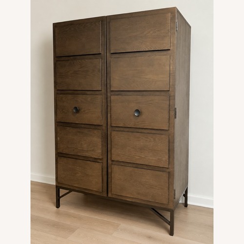 Used West Elm Paneled Dark Brown Wood Armoire for sale on AptDeco