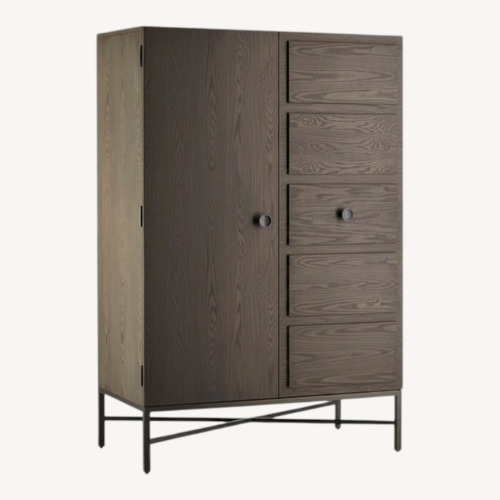 Used West Elm Paneled Dark Brown Wood Armoire for sale on AptDeco