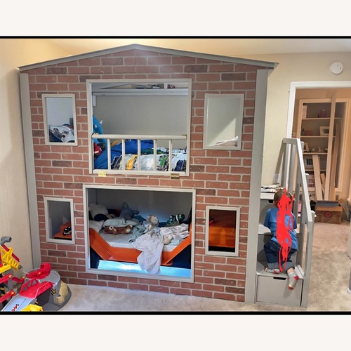Used Real Wood Bunk Bed Built-In Storage Stairs for sale on AptDeco