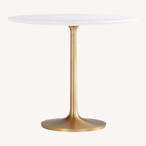 Used Crate & Barrel Nero 36" White Marble and Brass Round Bistro Dining Table for sale on AptDeco