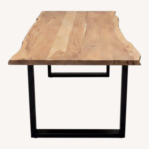 Used Acacia Solid Wood Top Metal Base Dining Table for sale on AptDeco