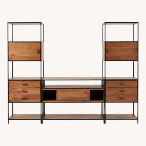 Used Knox Black Trim & Walnut 56" Storage Media Console for sale on AptDeco