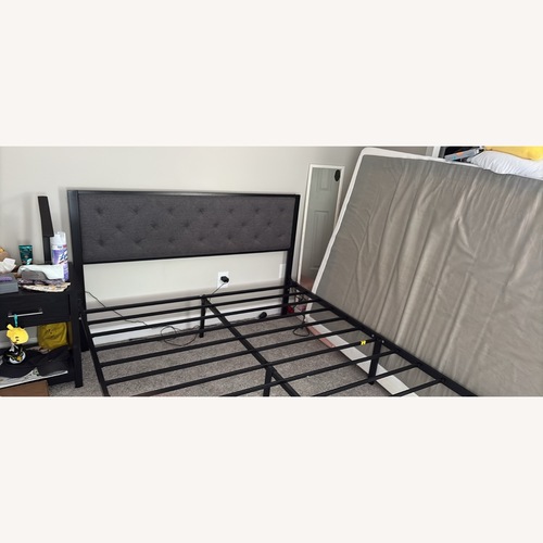 Used Dark Gray Metal Queen Bed for sale on AptDeco