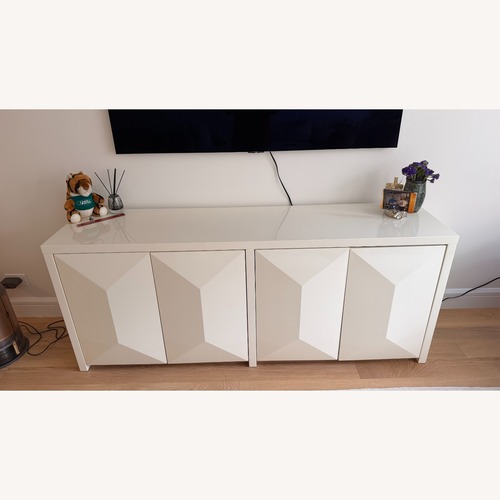 Used CB2 Cairo 72" Warm White High-Gloss Lacquered Credenza for sale on AptDeco