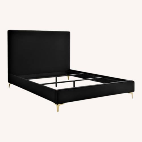 Used Meridian Furniture Geri Black Velvet King Bed for sale on AptDeco