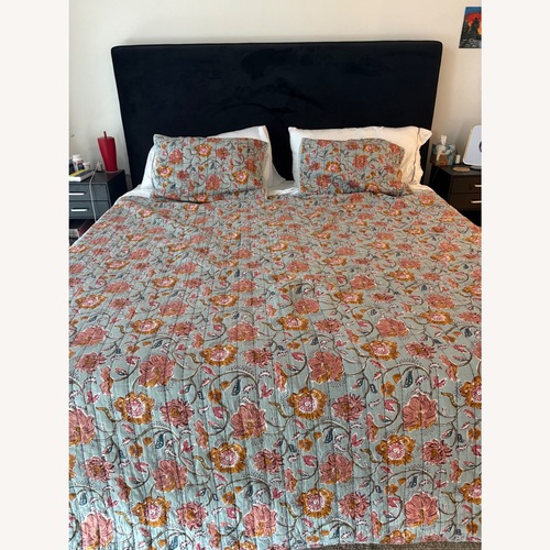 Used Meridian Furniture Geri Black Velvet King Bed for sale on AptDeco
