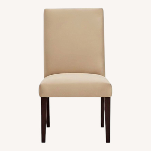 Used Pottery Barn Light Brown Microsuede Dining Chairs for sale on AptDeco
