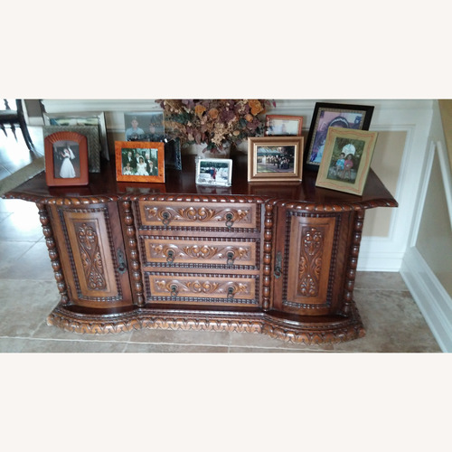 Used Vintage/Antique Finds Dark Brown Wood Desk for sale on AptDeco