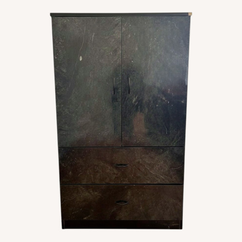 Used Black Wood Veneer Armoire Kitchen for sale on AptDeco
