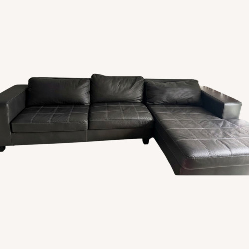 Used Dark Brown Leather Sectional for sale on AptDeco