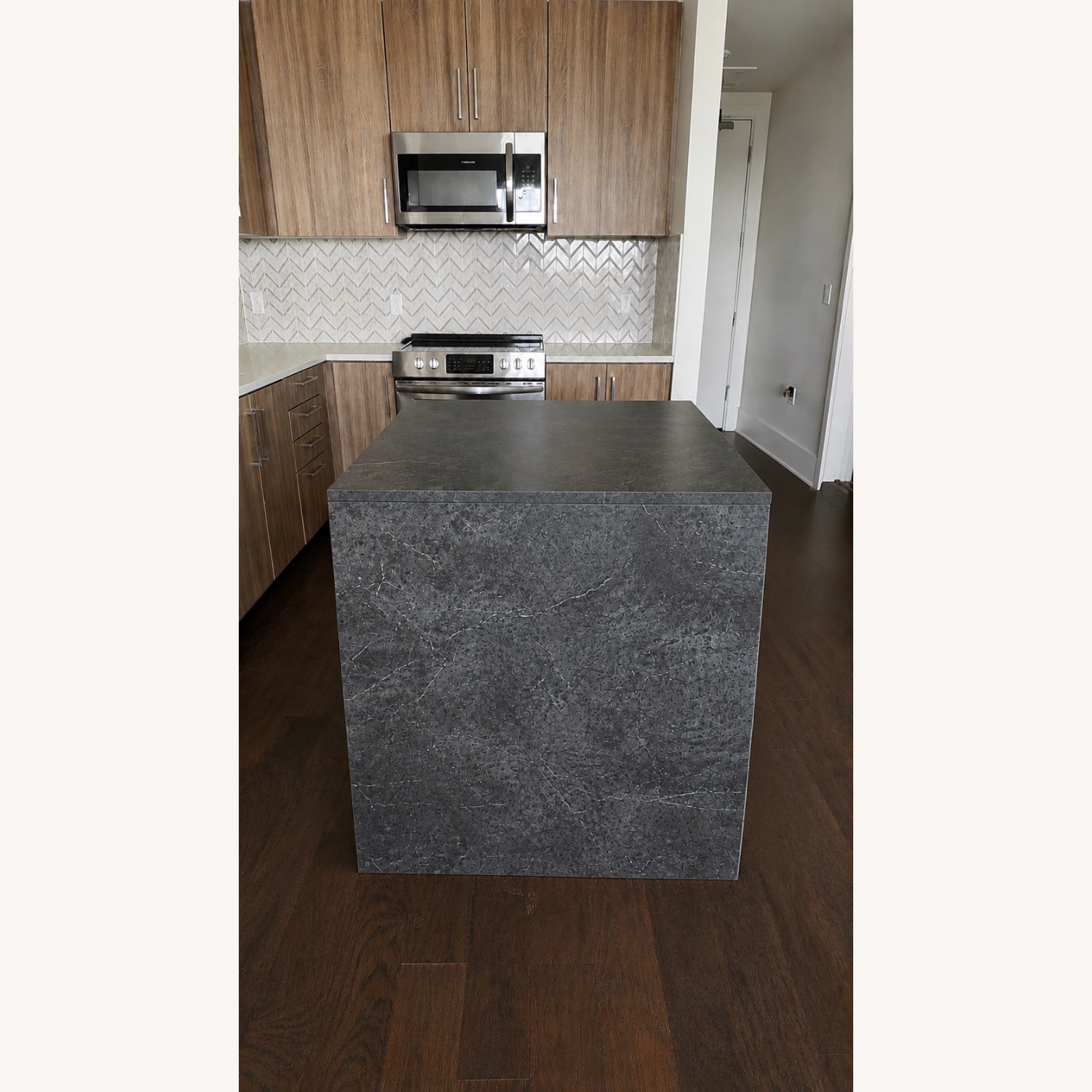 Dark Gray Wood Kitchen Island - image-3