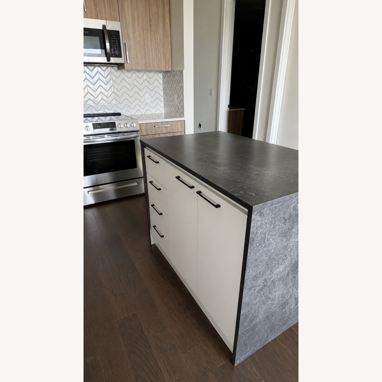 Dark Gray Wood Kitchen Island - image-2