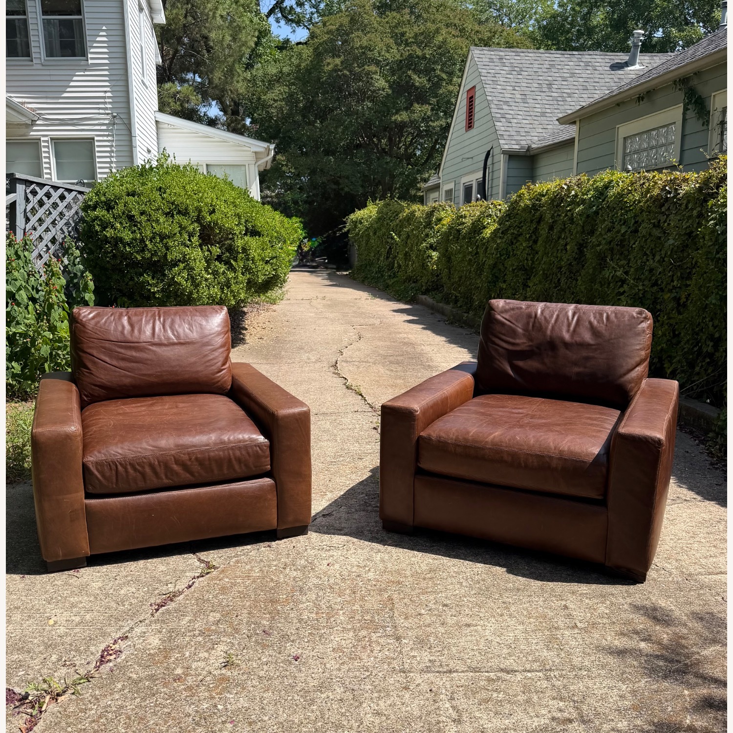 Restoration Hardware Maxwell Dark Brown Leather Armchair - image-1