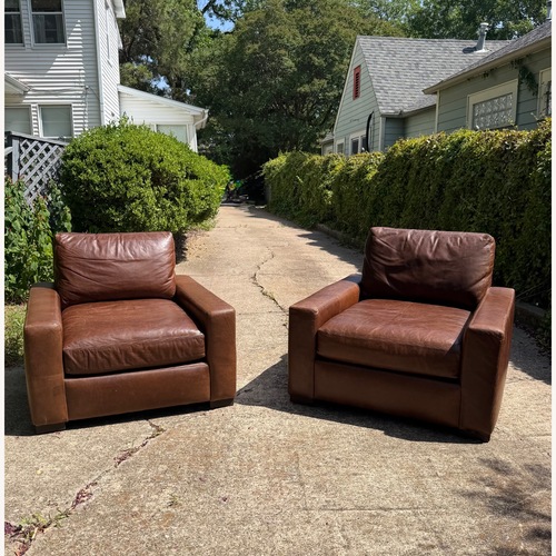 Used Restoration Hardware Maxwell Dark Brown Leather Armchair for sale on AptDeco