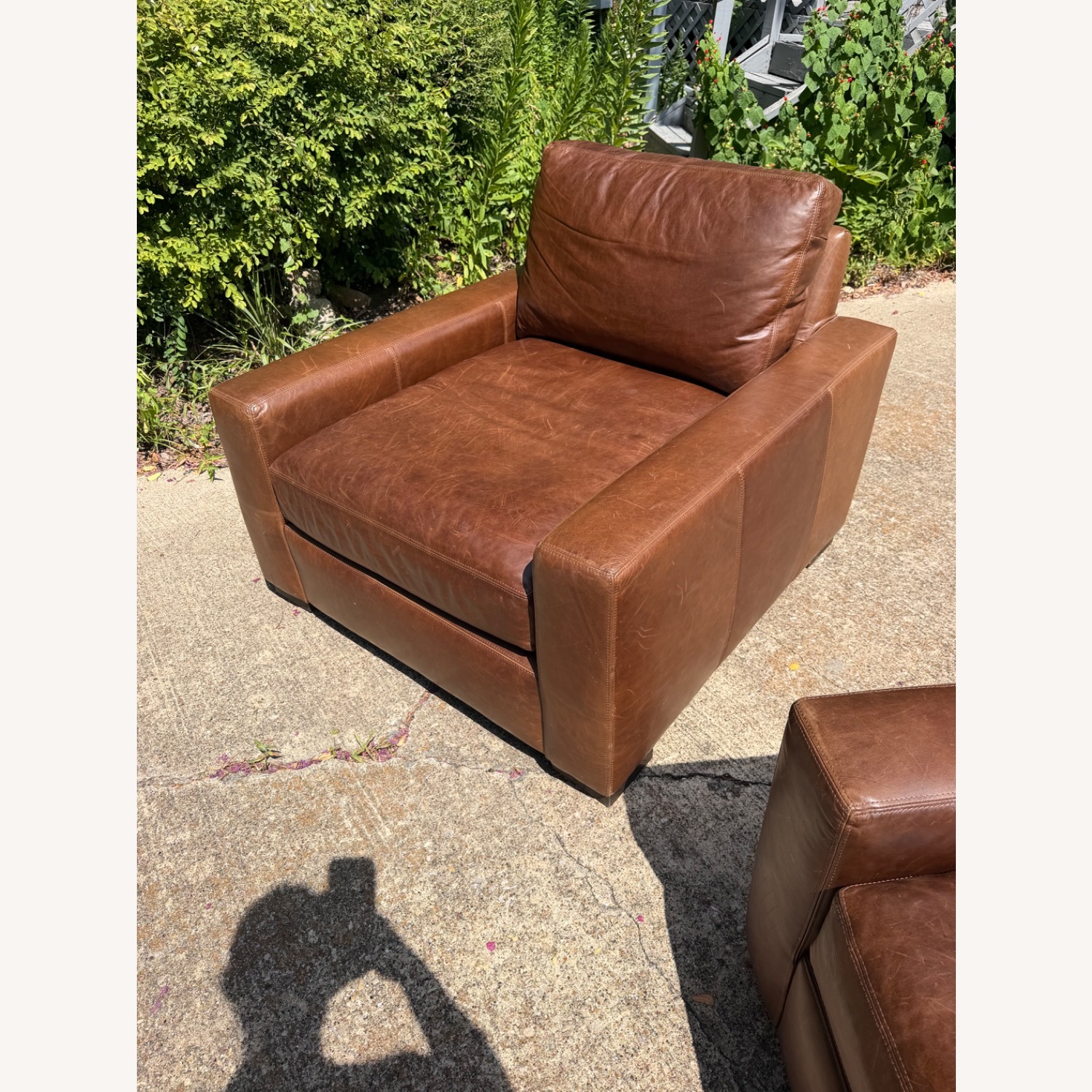 Restoration Hardware Maxwell Dark Brown Leather Armchair - image-4
