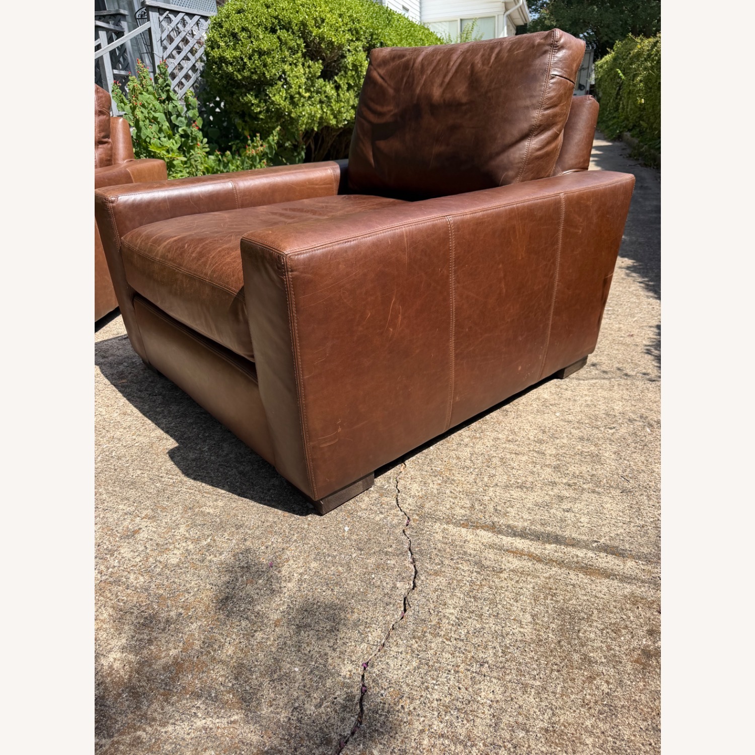 Restoration Hardware Maxwell Dark Brown Leather Armchair - image-8