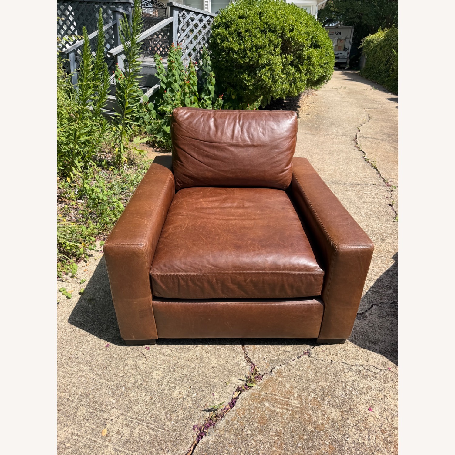 Restoration Hardware Maxwell Dark Brown Leather Armchair - image-3
