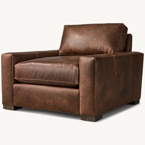 Used Restoration Hardware Maxwell Dark Brown Leather Armchair for sale on AptDeco