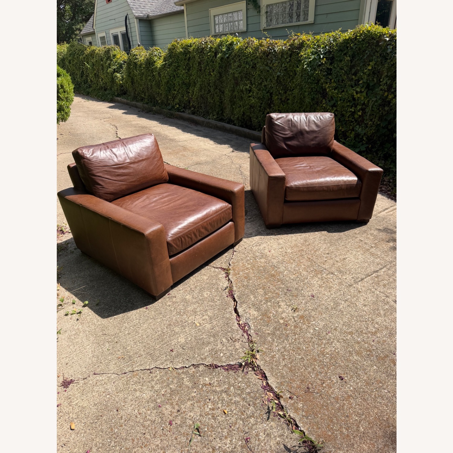 Restoration Hardware Maxwell Dark Brown Leather Armchair - image-10