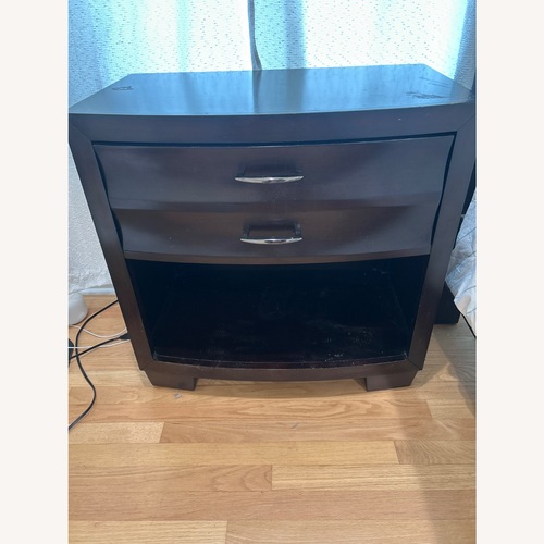 Used Macy's Dark Brown Wood Nightstand for sale on AptDeco