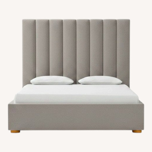 Used West Elm Light Gray Fabric King Bed for sale on AptDeco