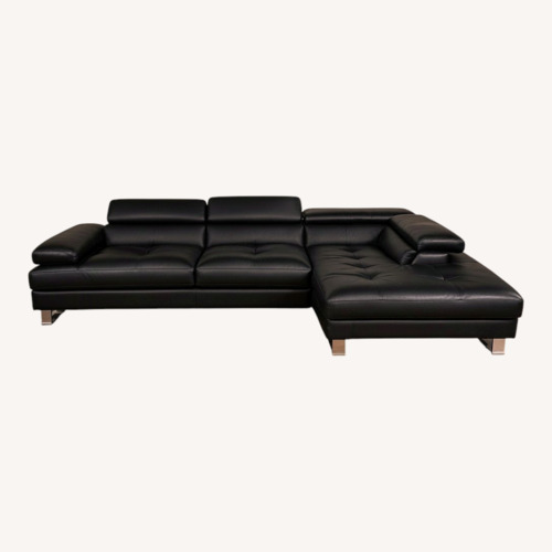 Used Jaxon Black Leather 2 Piece Sectional for sale on AptDeco