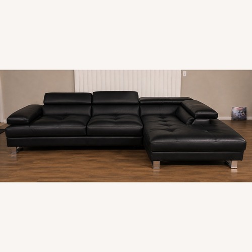 Used Jaxon Black Leather 2 Piece Sectional for sale on AptDeco
