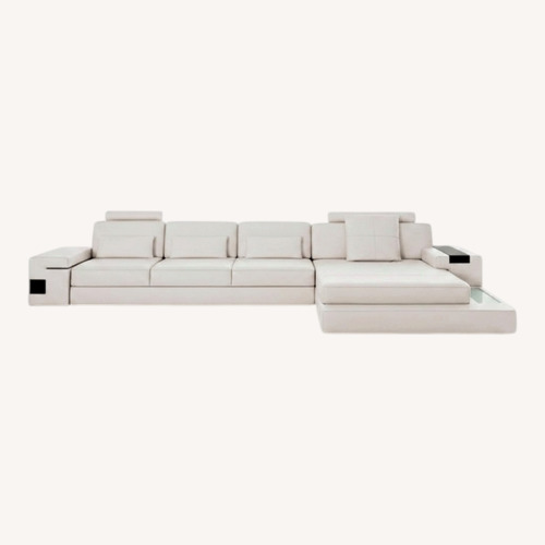 Used Premium Sofa White Leather 3+ Piece Sectional with Chaise for sale on AptDeco