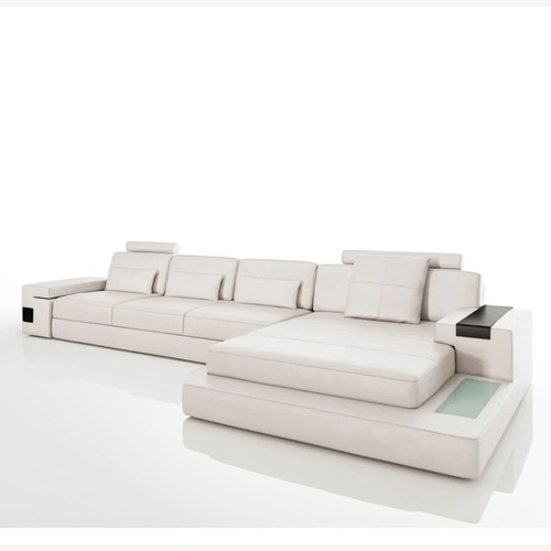 Used Premium Sofa White Leather 3+ Piece Sectional with Chaise for sale on AptDeco