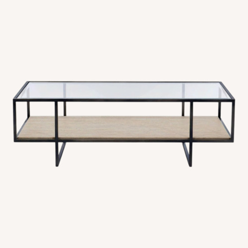 Used Raymour & Flanigan Rectangular Glass Top Coffee Table for sale on AptDeco