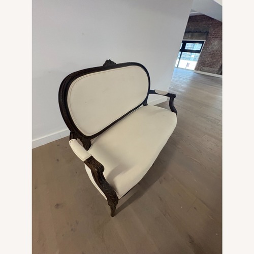 Used French Victorian Settee Recently Reupholstered for sale on AptDeco