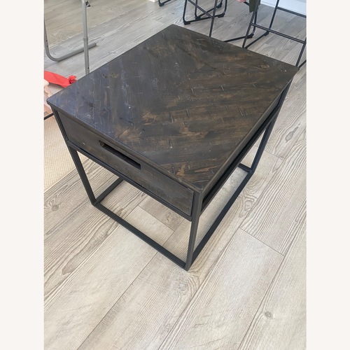 Used Living Spaces Dark Brown Wood Side Table for sale on AptDeco