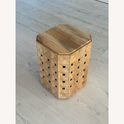 Used West Elm Carved Mango Wood Side Table for sale on AptDeco