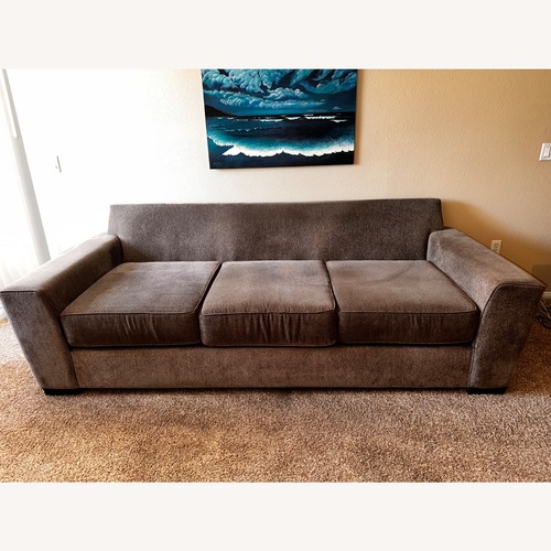 Used Living Spaces Light Brown Fabric 3+ Seater Sofa for sale on AptDeco
