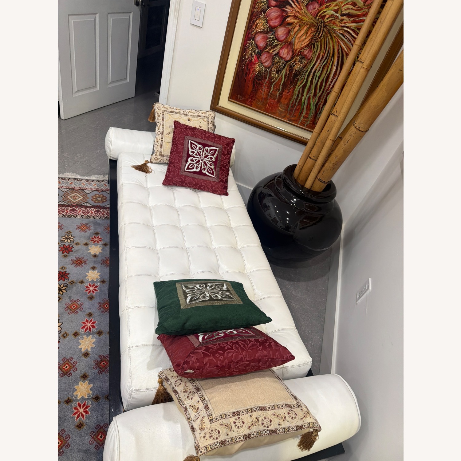 White Leather Chaise Lounge - image-4