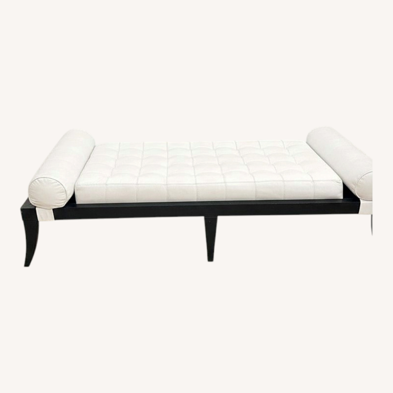 White Leather Chaise Lounge - image-0