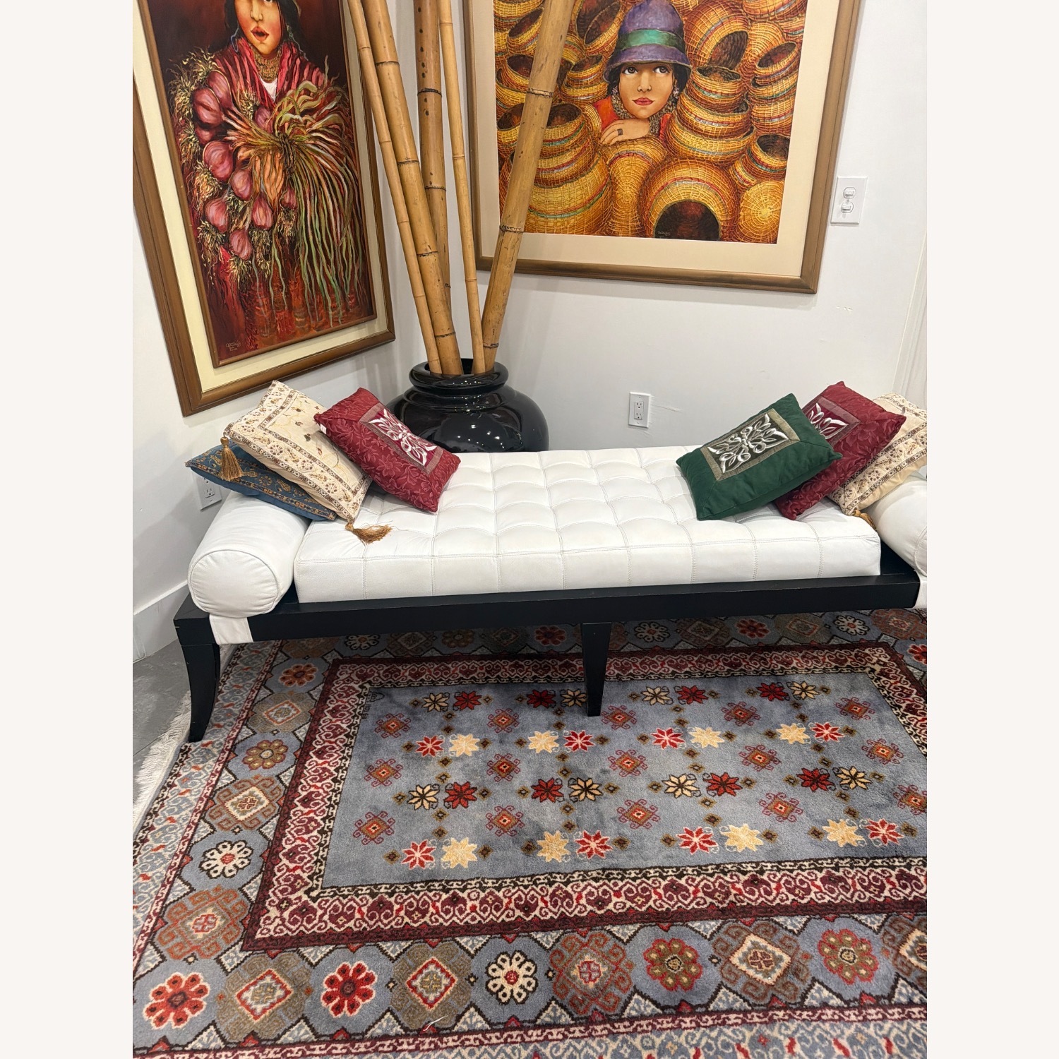 White Leather Chaise Lounge - image-5
