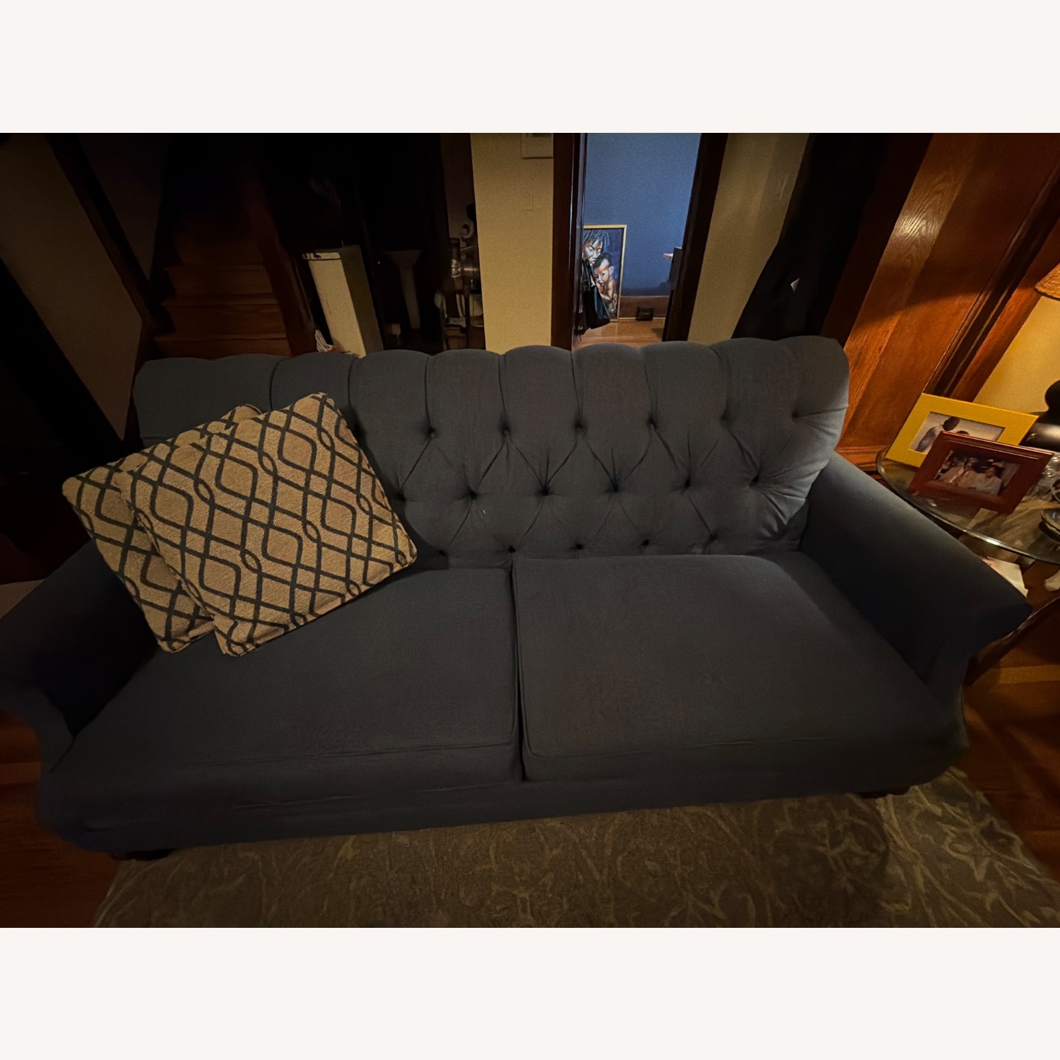 Blue Fabric 3+ Seater Sofa - image-2