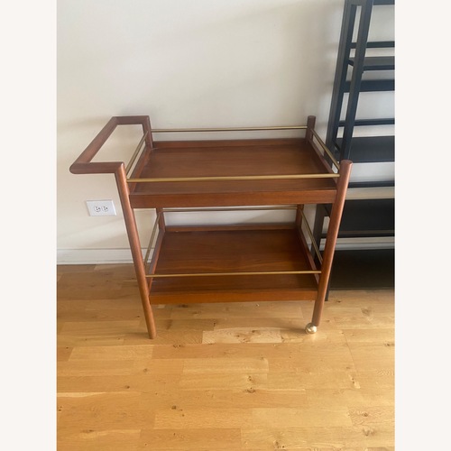 Used West Elm Walnut Mid Century Bar Cart for sale on AptDeco