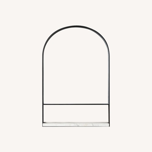 Used CB2 Hugh Black Arch Wall Mirror with Marble Shelf for sale on AptDeco