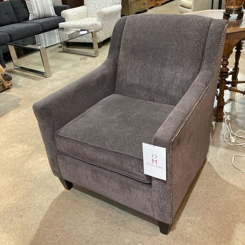 Used Upholstered Accent Armchair w Nailhead Trim for sale on AptDeco