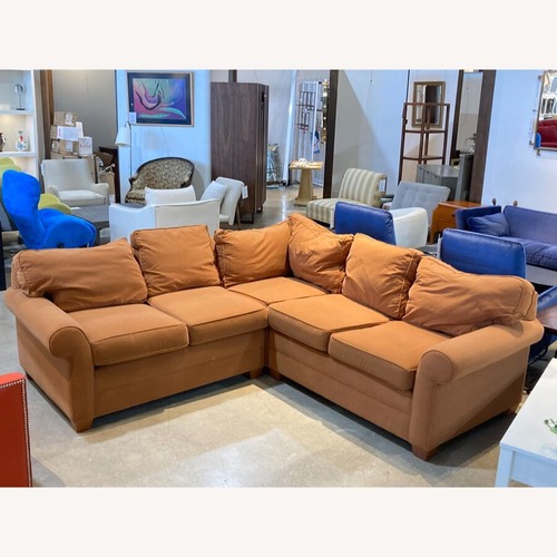 Used Ethan Allen Traditional Fabric L-Shape Roll-Arm Sectional for sale on AptDeco