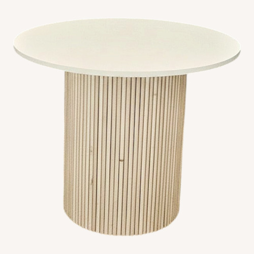 Used White Rattan Coffee Table with Quartz Top for sale on AptDeco