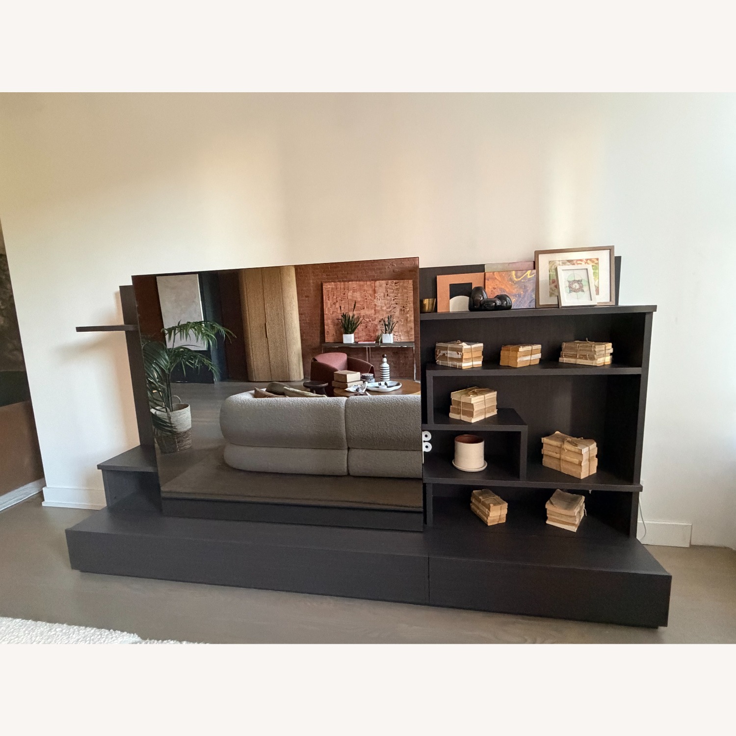 Lazzoni Dark Brown Media Storage with Mirror - image-2