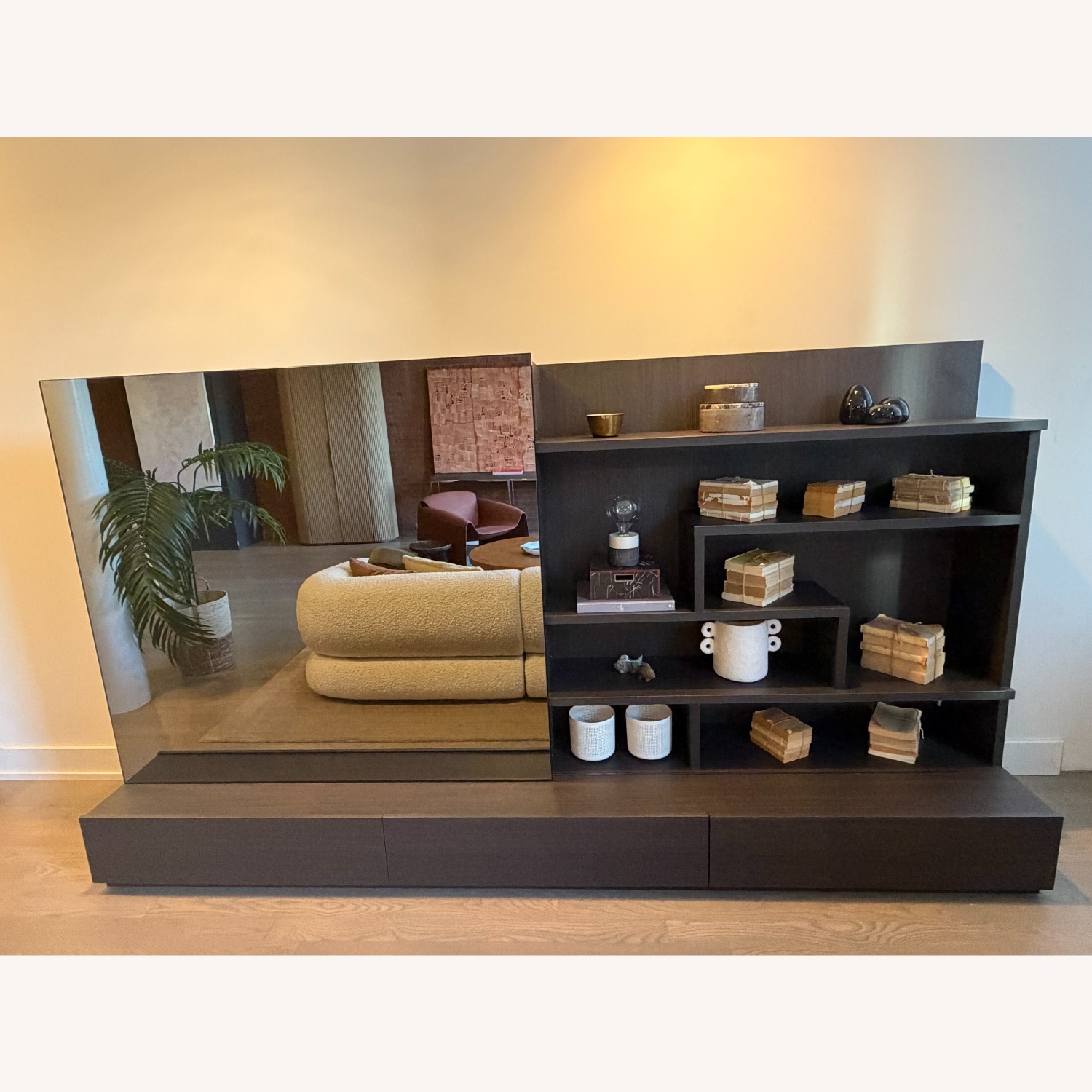 Lazzoni Dark Brown Media Storage with Mirror - image-4